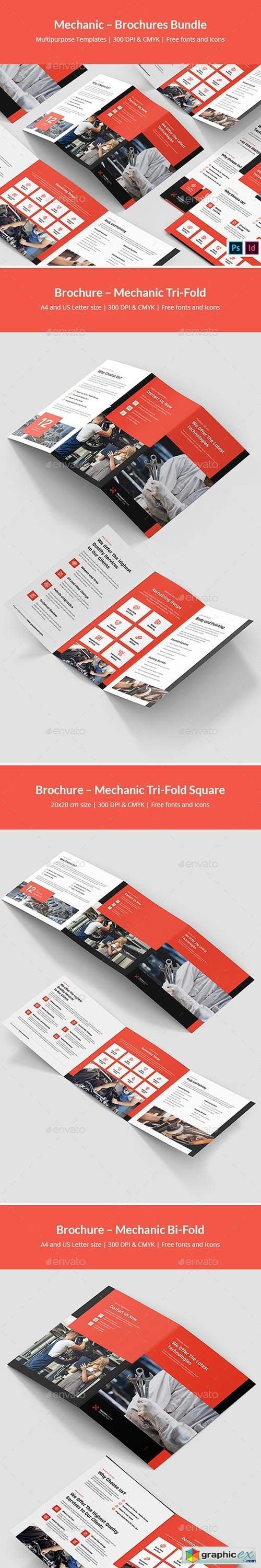 Mechanic – Brochures Bundle Print Templates 5 in 1 29327053