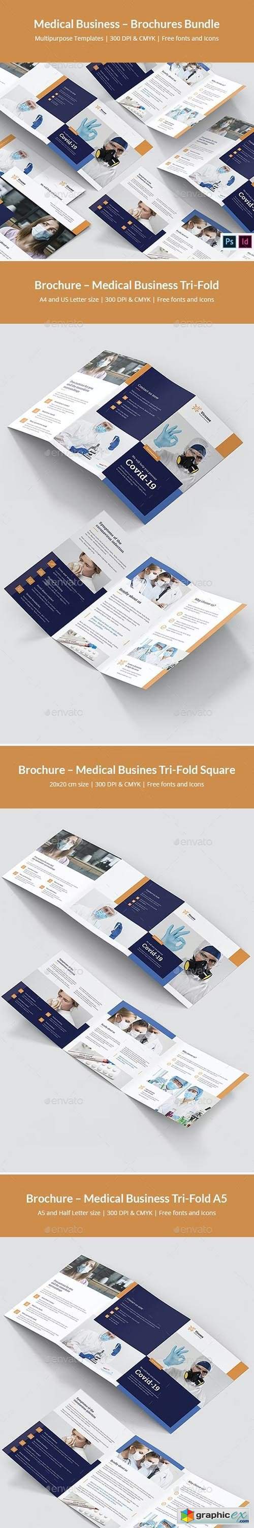 Medical Business – Brochures Bundle Print Templates 8 in 1
