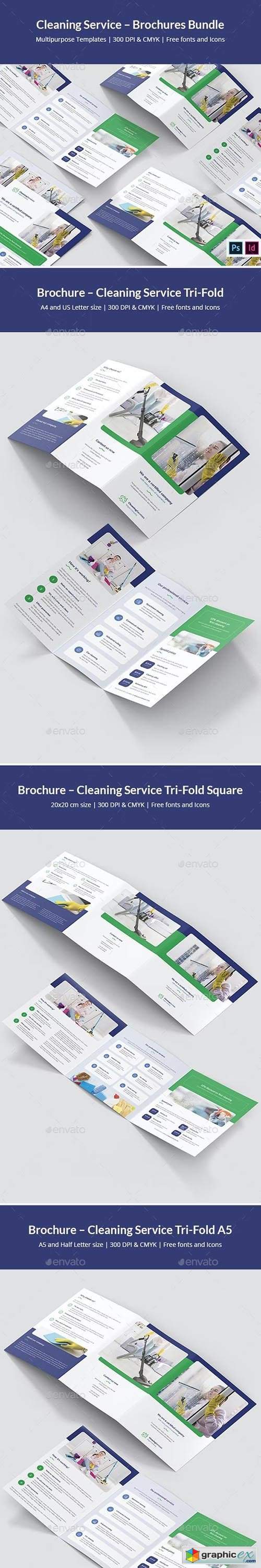 Cleaning Service – Brochures Bundle Print Templates 8 in 1 25675641