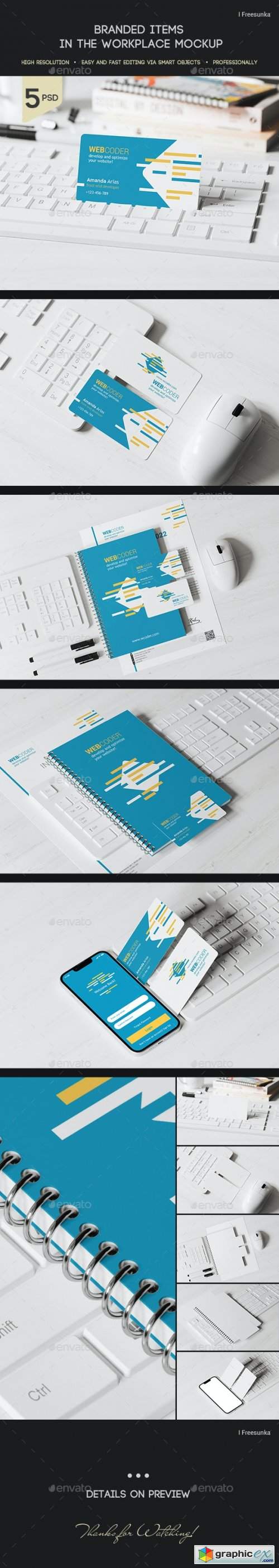 Branded Items In The Workplace Mockup 