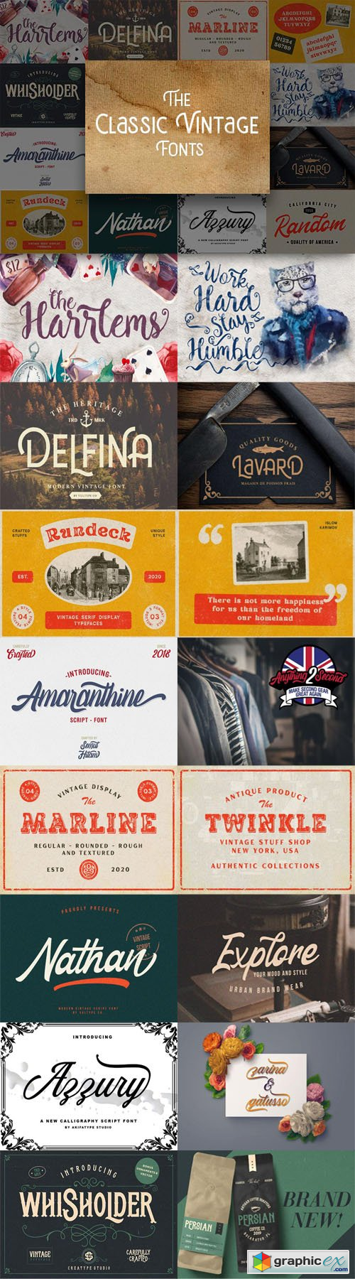 8 Classic Vintage Fonts Collection