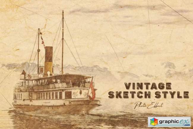 Vintage Sketch Style Photoshop Action Template