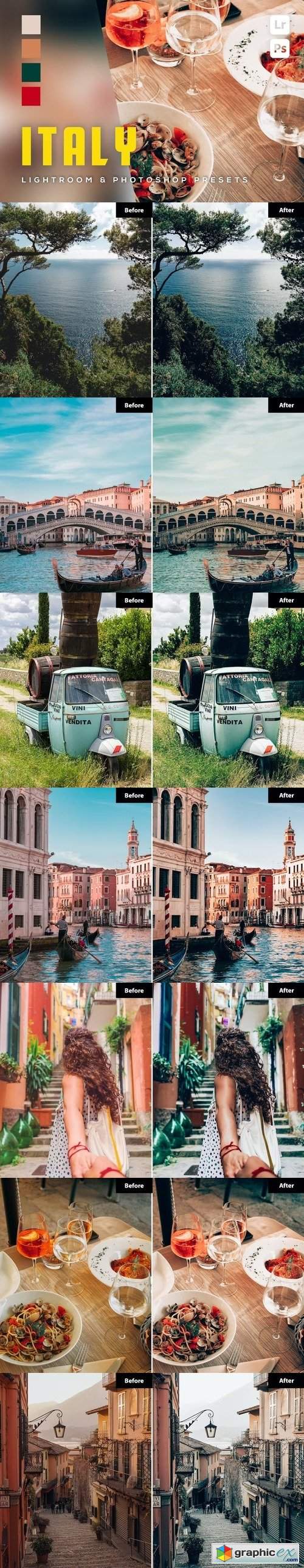  6 Italy Lightroom and Photoshop Presets 