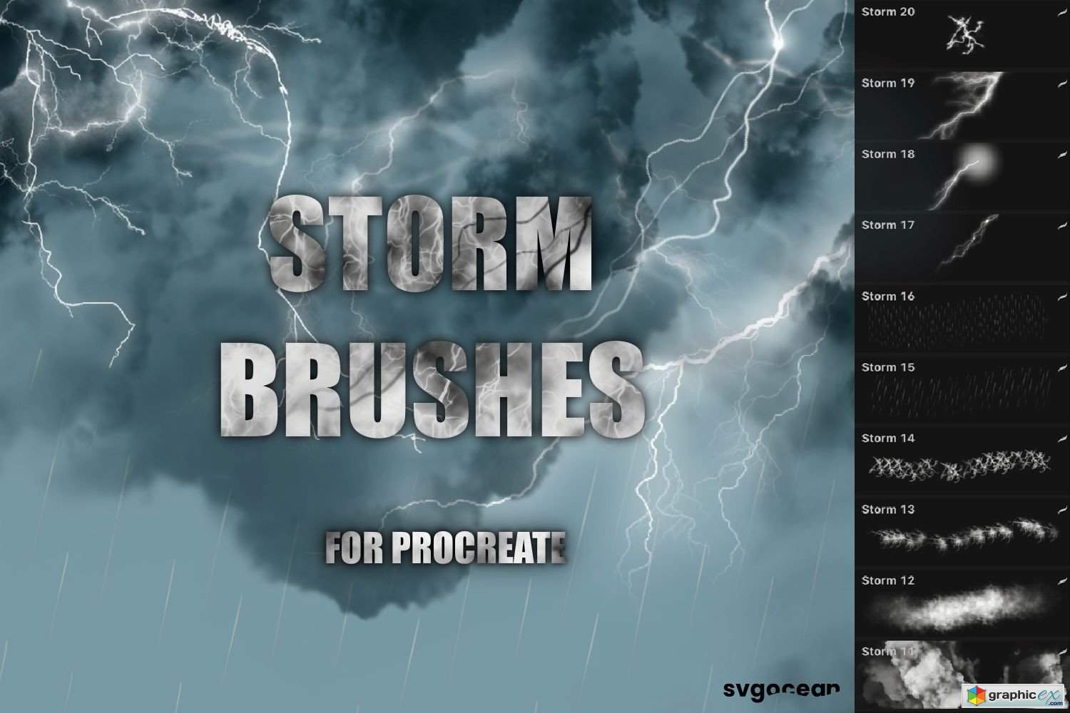Storm and Lightning Procreate Brushes 