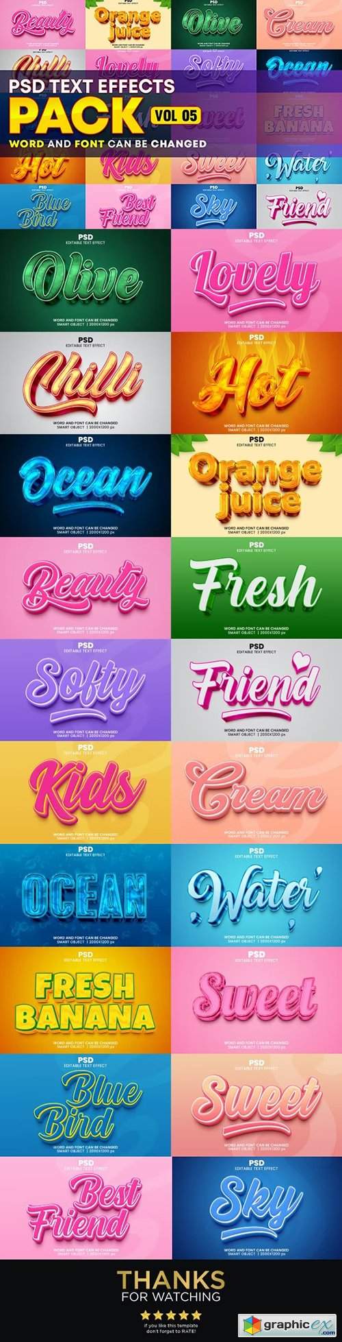 Photoshop Editable 3d Text Effect Style Pack 