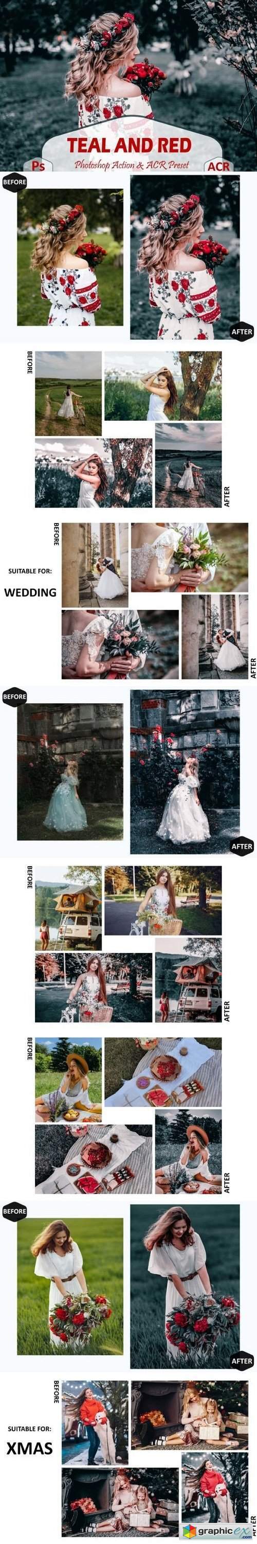 10 Teal and Red Photoshop Actions