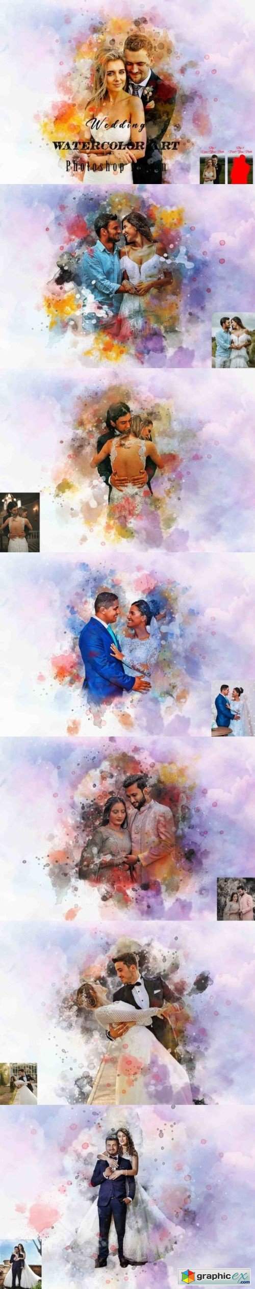 Wedding Watercolor Art Photoshop Action 