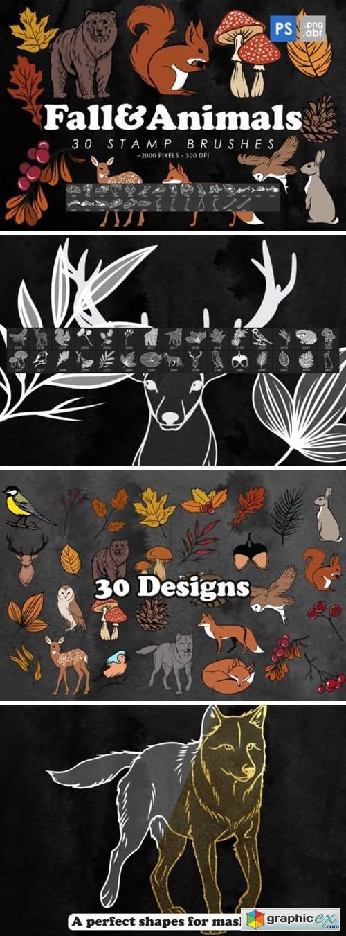 Autumn & Animals Photoshop Stamp Brush