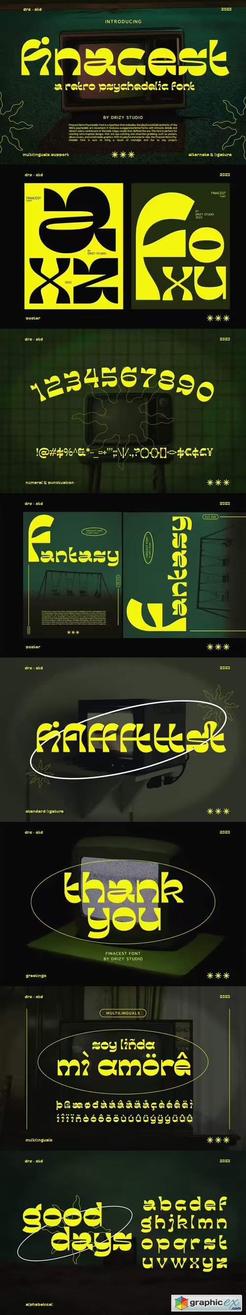 Finacest - Retro Psychedelic Font