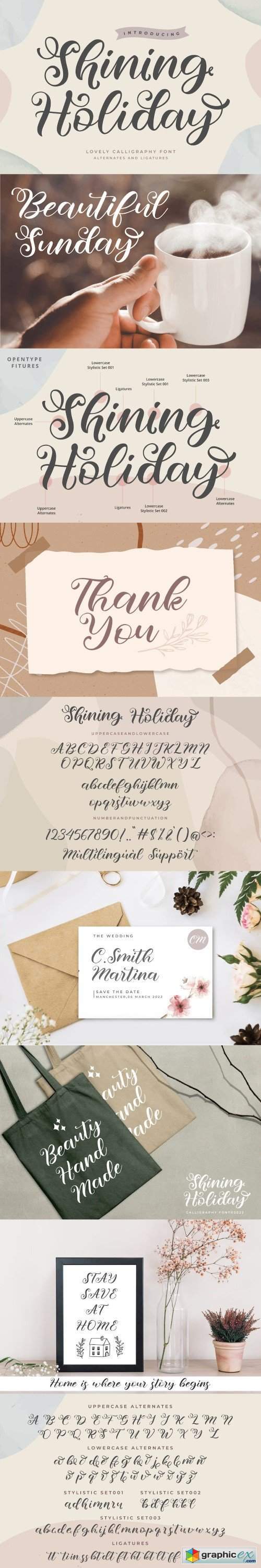 Shining Holiday - calligraphic script font