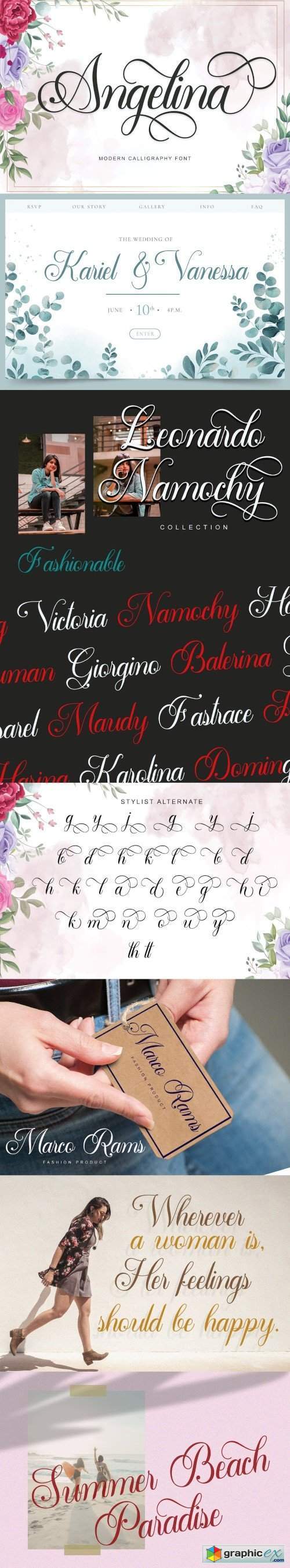 Angelina - calligraphy font
